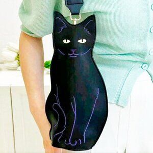 Black KItty Cat Handbag Purse Backpack 12" Adjustable Strap Zipper